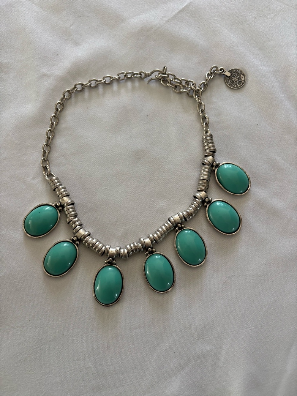 WORLD MARKET Turquoise Color Ethnic Vibe Oval Cabochon Statement Necklace!